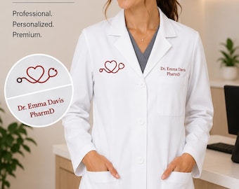 Personalized Lab Coat, White Medical Jacket (Custom Name & Logo)
