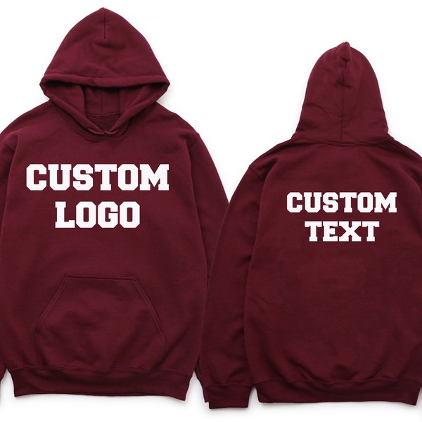 Sweat à capuche avec texte personnalisé - Votre motif, nom ou logo imprimé