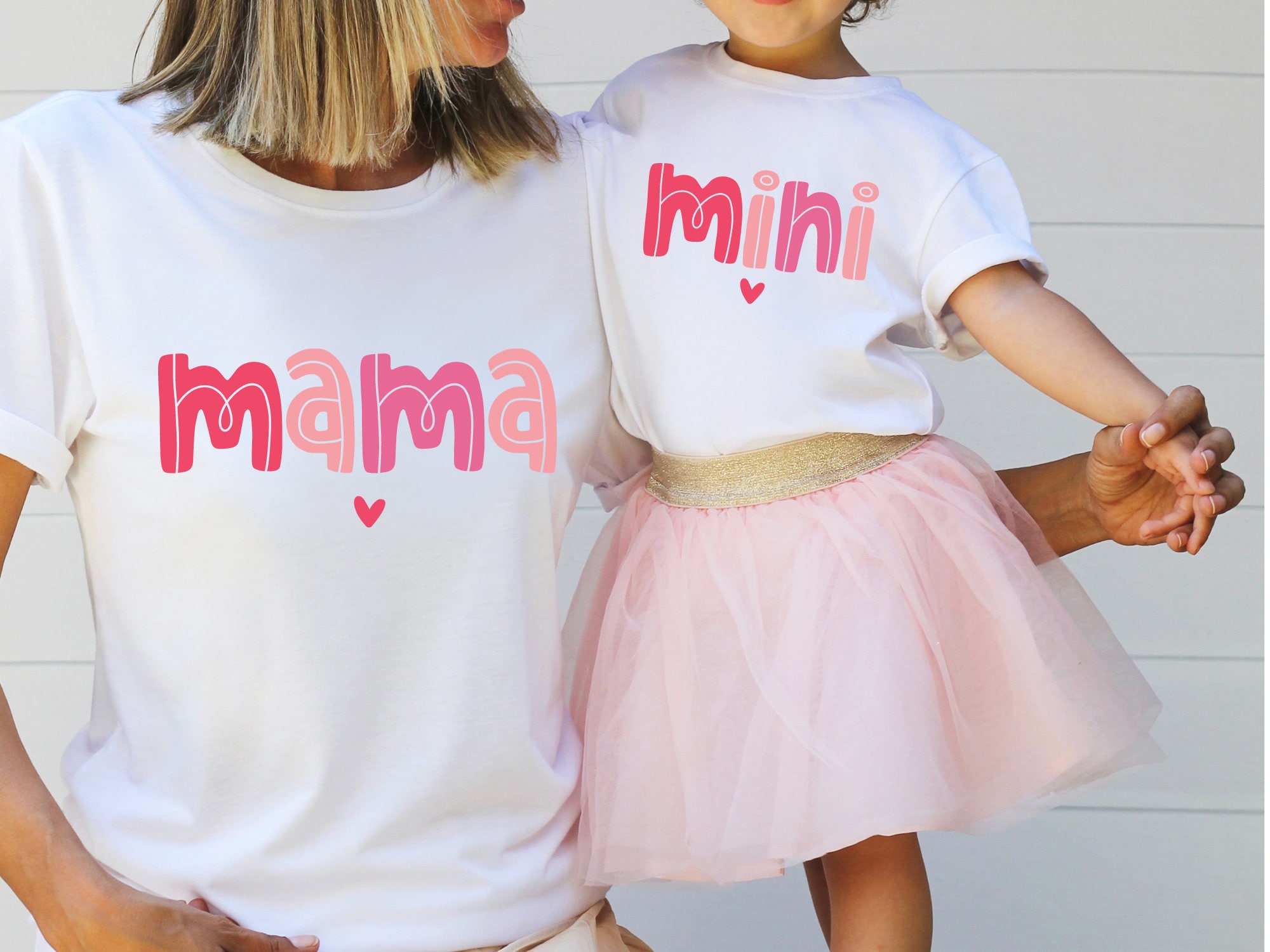 Mommy and Me Love Print Short Sleeve Mother Daughter Matching T-Shirt Tops for Mothers Day 