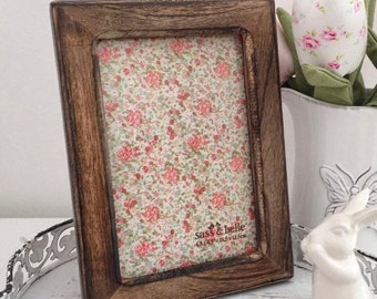 Vintage Dark Wood Photo Frame, Shabby Chic 6x4 inch Photo Frame