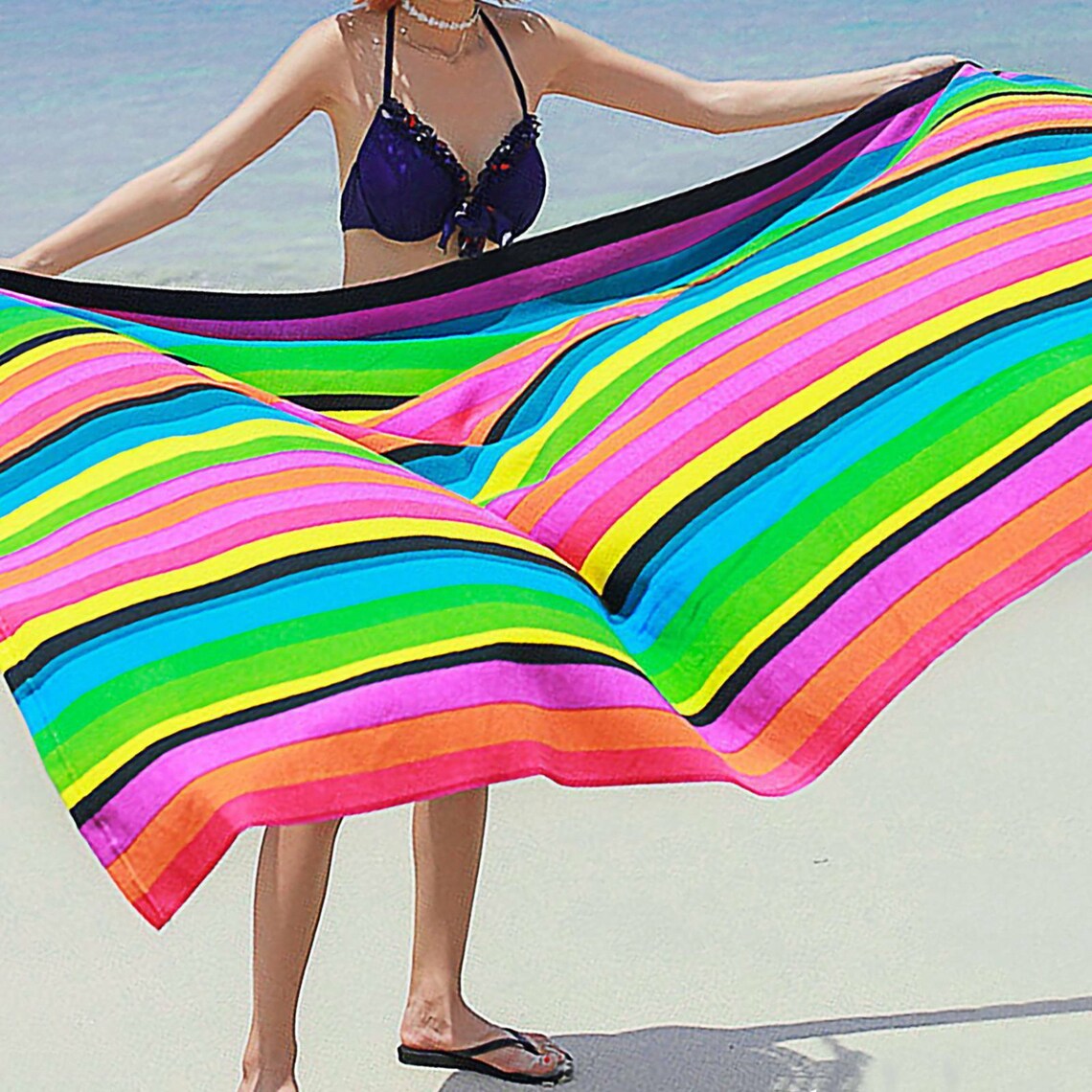 Striped Extra Large Microfibre Lightweight Beach Towel Quick | Etsy