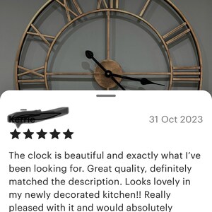 Bronze 60/40cm Large Skeleton Metal Roman Wall Clock Big Numerals Giant Open Round Face Handmade image 6