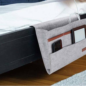 Bed Organizer Storage Caddy Pocket Felt Bedside Phone Book Remote Holder Bag