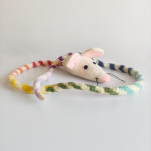 felted cat toy, wool cat toy, felt cat toy, felted mouse, cat toy, rainbow mouse cat toy
