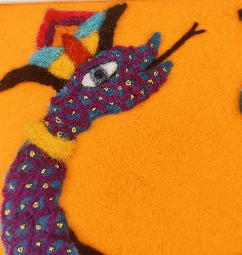 Wool Painting Shahmaran, Wool Wall Art, Needle Felted Painting, Needle