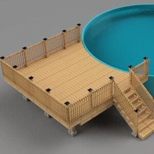 Plans pour terrasse de piscine hors terre (16x16) Piscine ronde 27' 52" de haut sur Pier Blocks