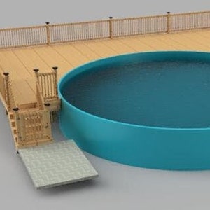 Plans pour terrasse de piscine hors terre (25x42) Piscine ronde de 30' 39" de haut (partiellement creusée)
