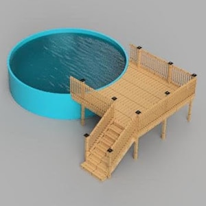 Plans pour terrasse de piscine hors terre (12x12) Piscine ronde de 18'. .