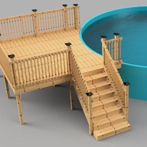 Plans pour deck de piscine hors-terre (12x12) Piscine ronde 21' 54" de haut