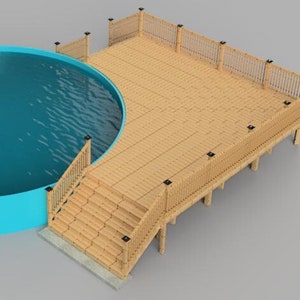 Plans de la terrasse de la piscine quart de rond hors sol (25 pi x 25 pi) piscine ronde de 30 pi.