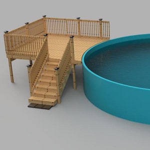 Plans pour deck de piscine hors-terre (12x12) Piscine ronde 27' 54" de haut (option escalier)