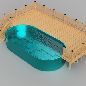 Plans pour terrasse de piscine hors terre, piscine ovale de 12 x 24 pi.