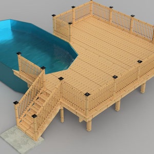 Plans pour terrasse de piscine hors terre, piscine ovale 12x22.