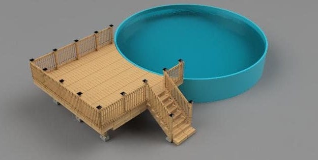Plans for above ground pool deck (16x16) 27' round pool 52" high on Pier Blocks