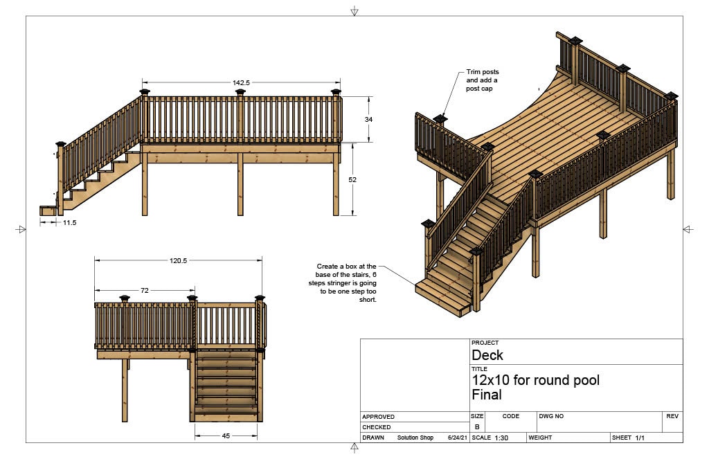 Plans for above ground pool deck 10x12 27' round pool. | Etsy