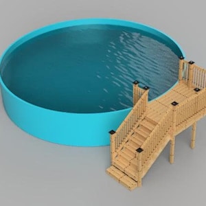 Plans pour terrasse de piscine hors terre (6x10), piscine ronde de 24 pieds. .