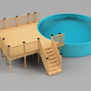 Plans pour deck de piscine hors-terre (16x16) Piscine ronde 21' 54" de haut
