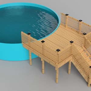 Plans pour deck piscine hors-terre (10x12) Piscine ronde 21', entrée avant.