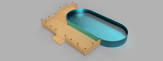 Plans for multi-level above ground pool deck 21&#39;X43&#39;X54&quot;, upper 6&#39;x12&#39;, lower 12&#39;x40&#39;