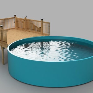 Plans pour deck de piscine hors-terre (12x12) Piscine ronde de 18' avec barrière.
