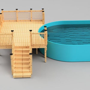 Plans pour terrasse de piscine hors terre 12x16 (entrée à droite) pour une piscine ovale 16x24 de 52" de haut.