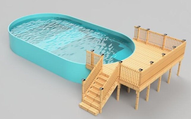 Plans For Above Ground 12x16 Pool Deck For An 18x33 Oval Pool Etsy