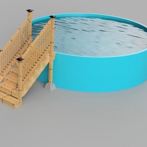 Escalier pour terrasse de piscine hors terre, 33,5 po. de large