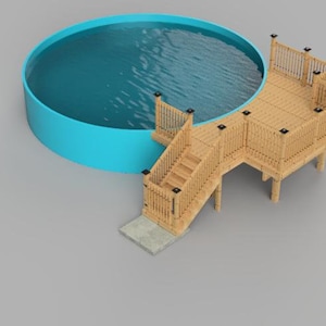 Plans pour piscine hors-terre deck 8'x16' avec extension 4'x10' pour piscine ronde 24'.