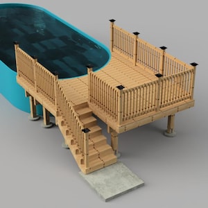 Plans de terrasse de piscine hors sol 12 x 10 pour une piscine ovale 12 x 26 52 po. de haut.