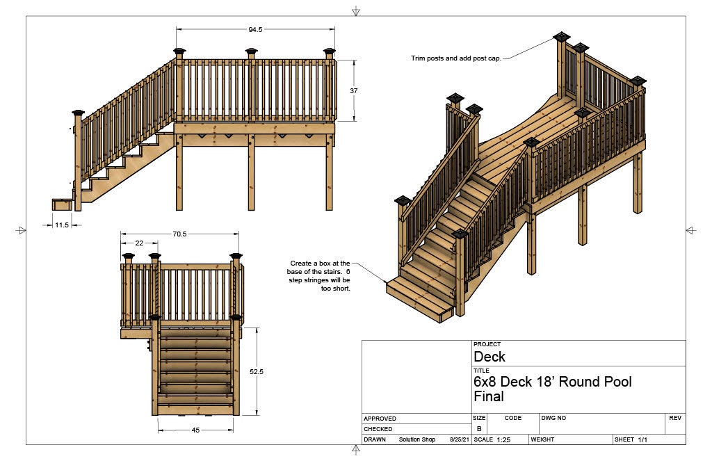 Plans for above ground pool deck 6x8 18' round pool. . Etsy