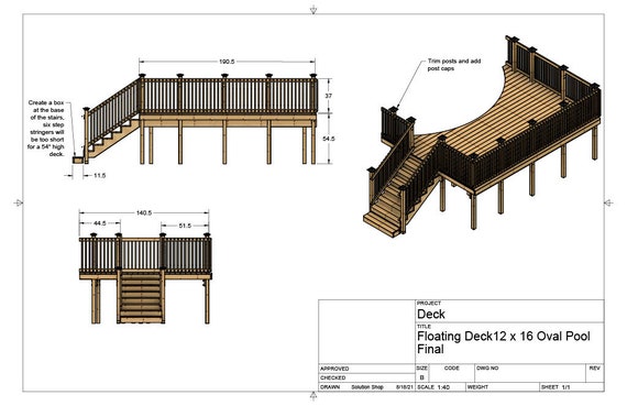 Plans For Above Ground 12x16 Pool Deck For An 18x33 Oval Pool Etsy