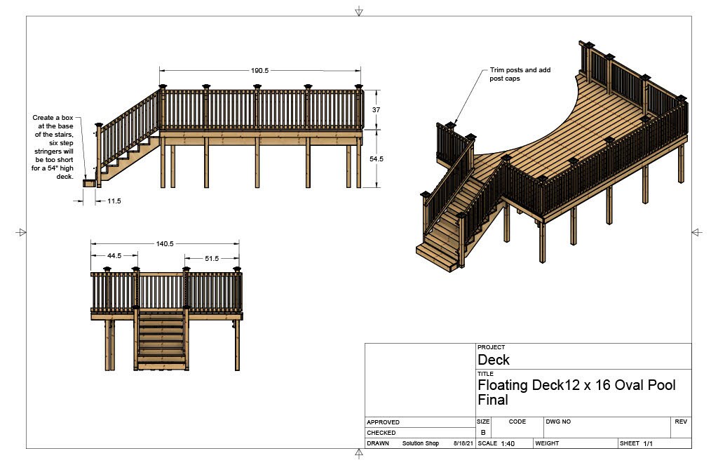 Plans for Above Ground 12x16 Pool Deck for an 18x33 Oval Pool Etsy