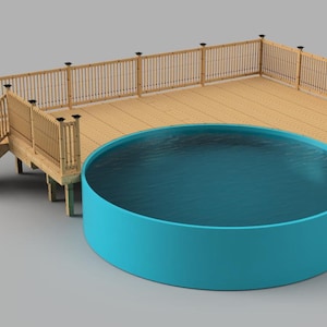 Plans pour terrasse de piscine hors terre 25'x30' pour piscine ronde 21' 54" de haut