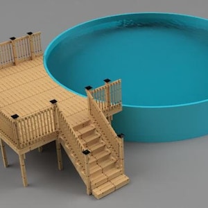 Plans pour terrasse de piscine hors terre (12x16) Piscine ronde de 27' 54" de haut