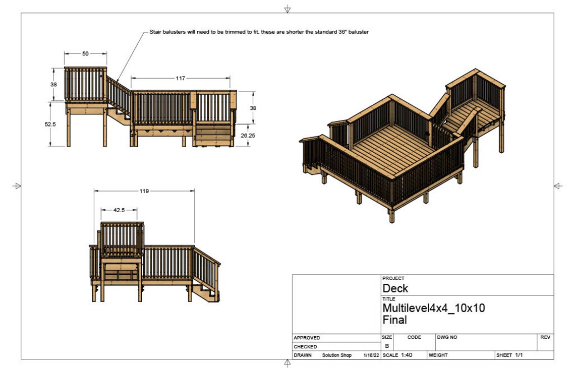 Plans for Above Ground Pool Deck Multilevel 10x10 and 4x4 for Etsy