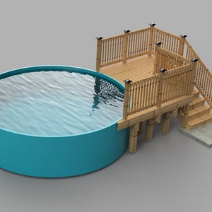 Plans pour deck de piscine hors terre (8x10) Piscine ronde de 15'.