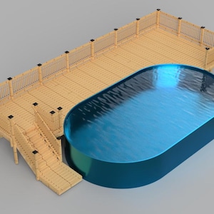 Plans pour terrasse de piscine hors-terre, piscine ovale 16x28'.