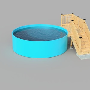 Plans pour terrasse de piscine hors terre (4 x 8) Piscine ronde de 15 pi et 52 po. de hauteur.