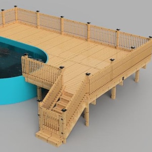 Plans pour terrasse de piscine hors terre, piscine ovale de 15 x 30 pi.