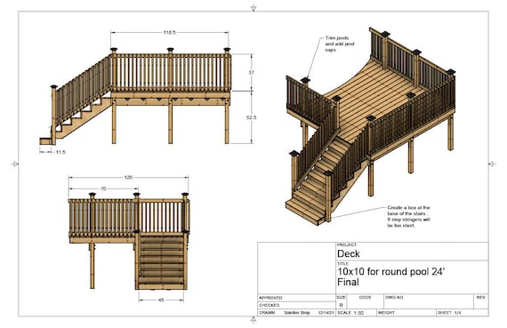 10x10 Deck Designs Plans For Above Ground Pool Deck (10x10) 24' Round