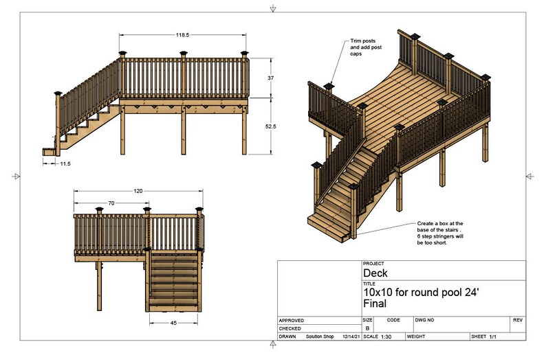 Plans for Above Ground Pool Deck 10x10 24' Round Pool Etsy Canada