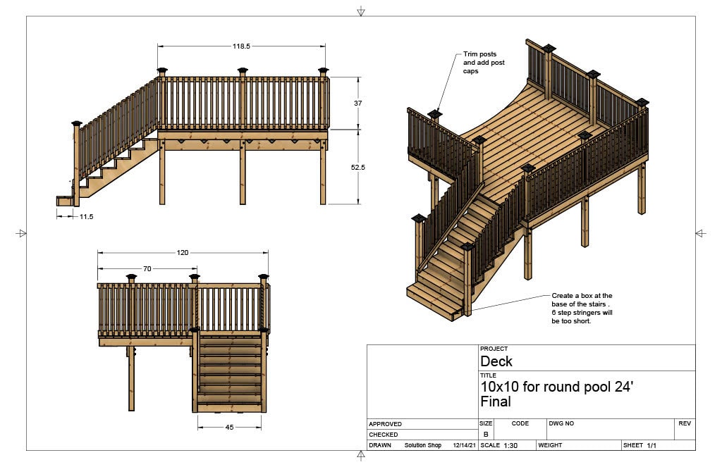Plans for Above Ground Pool Deck (10x10) 24' Round Pool 52" High - Etsy