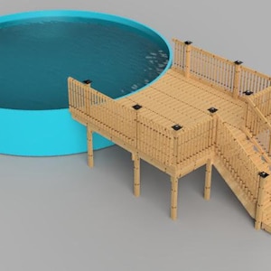 Plans pour deck de piscine hors-terre (12x12) Piscine ronde de 24'.