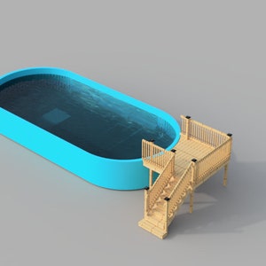 Plans pour terrasse de piscine hors sol (8 x 8) piscine ovale. .