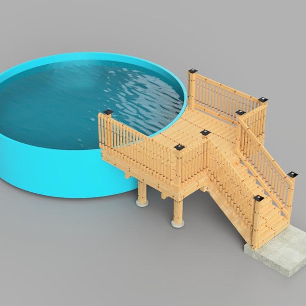 15' Round Pool Deck Plans Etsy