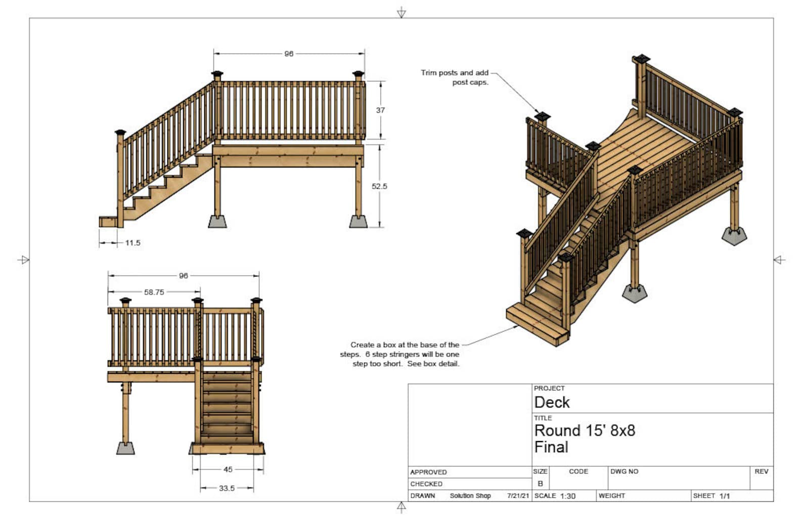 Plans for Above Ground Pool Deck 8x8 15' Round Pool. Left Entry Steps