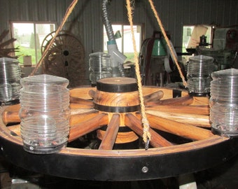 Amish Made Hickory Wagon Wheel Chandelier