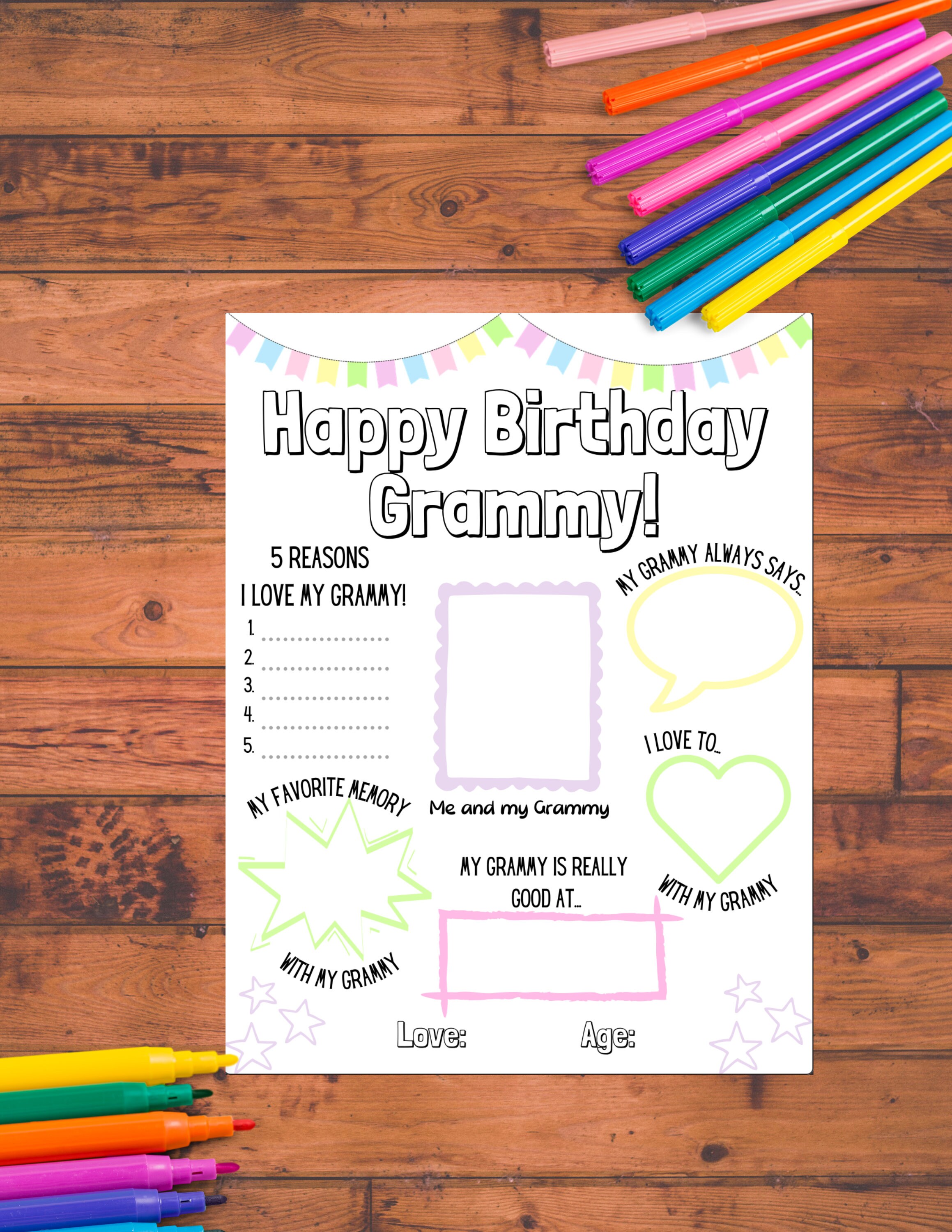 Happy Birthday Grammy Grammy Birthday Printable Instant - Etsy