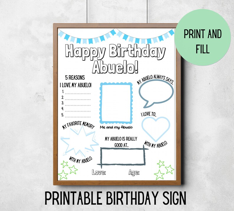 Happy Birthday Abuelo Birthday Printable Instant - Etsy