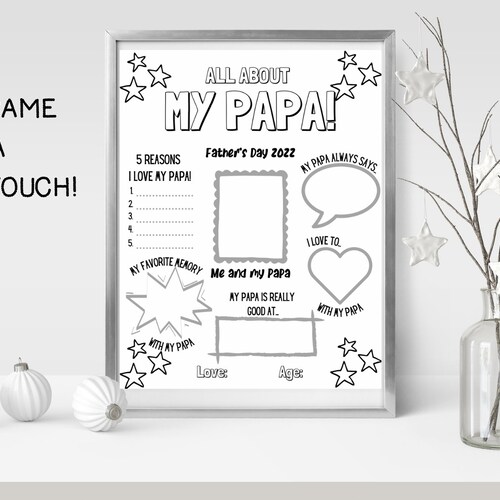 All About My Daddy Father's Day Printable Birthday Gift - Etsy